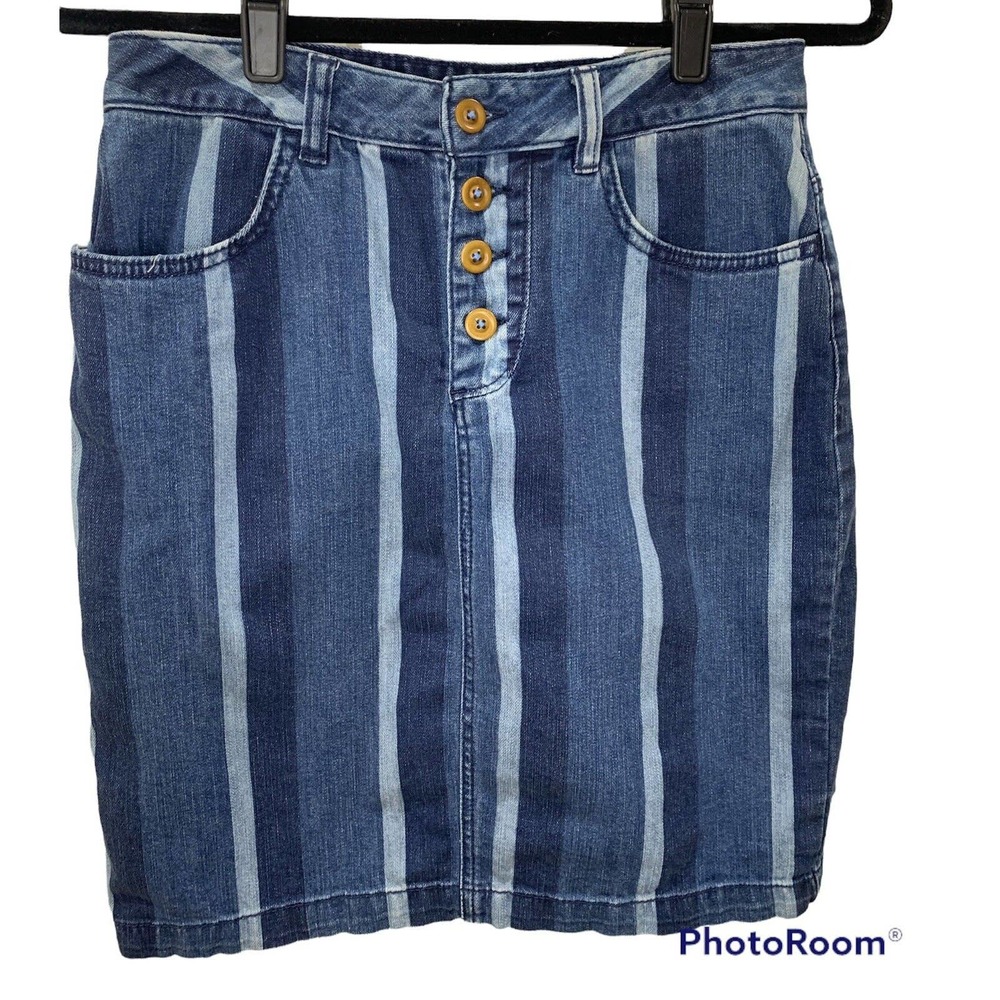 MAEVE by Anthropologie Women's High Waist Striped Denim Skirt Size 4
